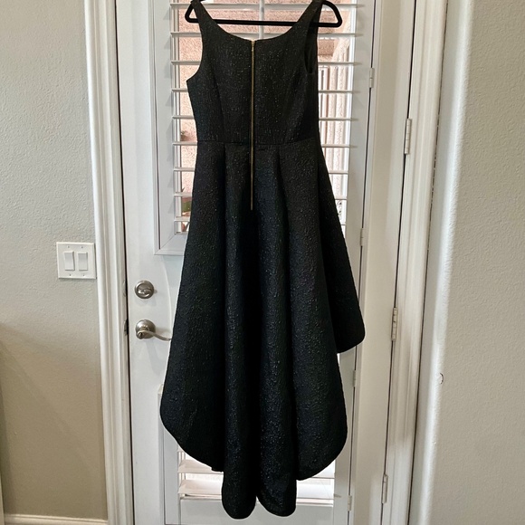 Nicole Miller High Low Prom Wedding Guest Gown Dress Textured Pockets Black 8 - Picture 4 of 8